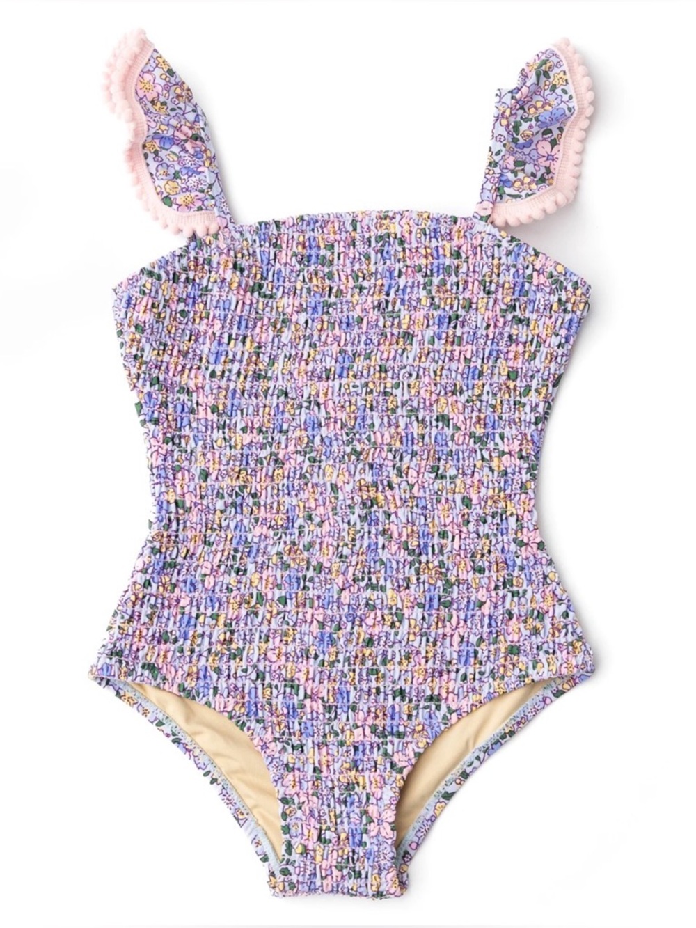 Shade Critters Floral Smocked One-Piece Swimsuit - Pink/Green Girls 4T Worn 1x